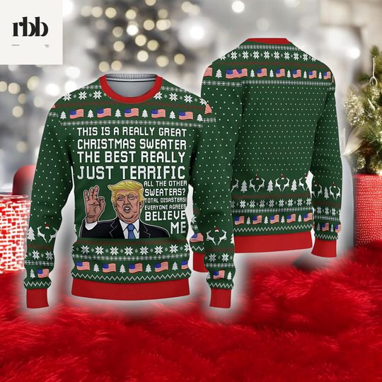 Humorous Trump Ugly Christmas Sweater, Funny Greatest Ugly Xmas Jumper, Political Holiday Sweatshirt, Hilarious Unisex Party Gift