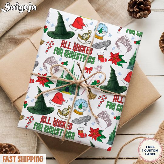 Discover Wicked Movie Wrapping Paper, Christmas Wicked Changed For Good Gift Wrap: Broadway Musical Holiday Wrapping Paper
