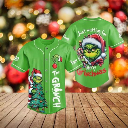 Discover Funny Character Christmas Baseball Jersey, Personalized Holiday Baseball Shirt