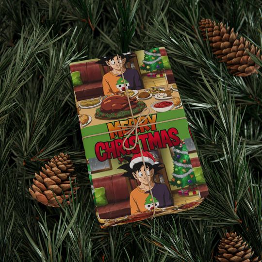 Discover Dragon Ball Z Goku Christmas Gift Wrap | Anime Xmas Paper
