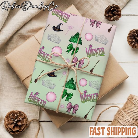 Discover Wick.ed Musical Wrapping Paper, Wicked Christmas Wrapping Paper, Christmas Gift Wrapping, Wizard Gift Wrapping, Wi.cked Movie Paper