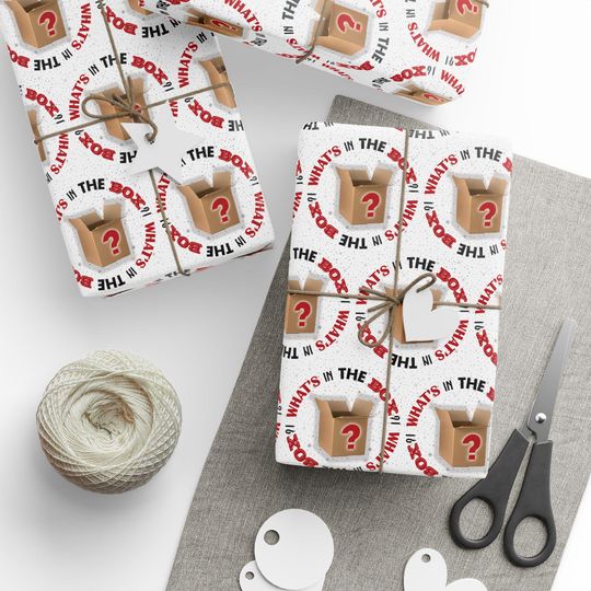Discover Funny Whats In The Box Meme Christmas Wrapping Paper, Se7en Movie Parody, David Fincher, Brad Pitt, Dark Humor Xmas Gift Wrap