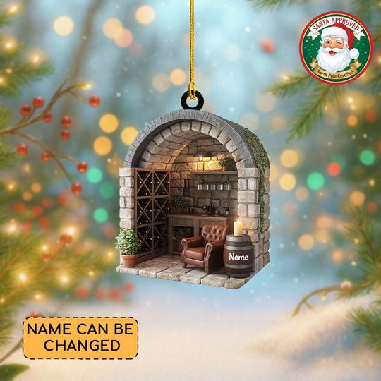 Discover Personalized Wine Cellar Christmas Ornament, Vineyard Ornament, Wine Lovers Ornament Gift, Wine & Spirits Shop Ornament Decor Thdso-2608