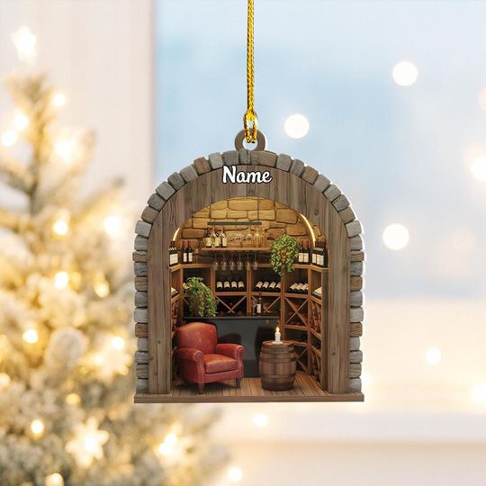 Discover Personalized Wine Cellar Christmas Ornament, Vineyard Ornament, Wine Lovers Ornament Gift, Wine & Spirits Shop Ornament Decor Thdso-2609