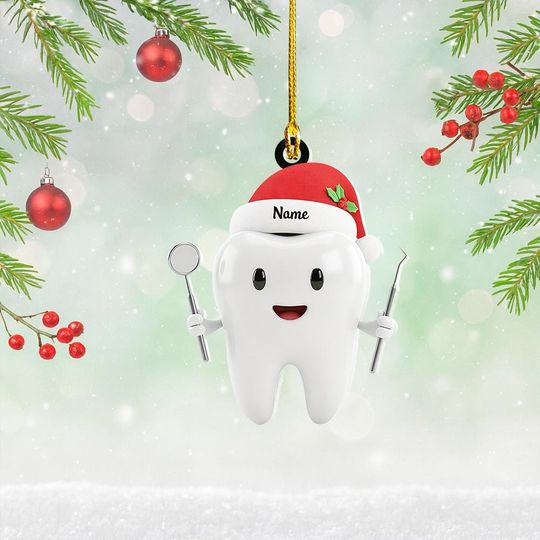 Discover Personalized Tooth Christmas Ornament, Dental Christmas Ornament, Dentist Ornament Gift, Dental Clinic Decor, Dental Assistant Thdso-2621