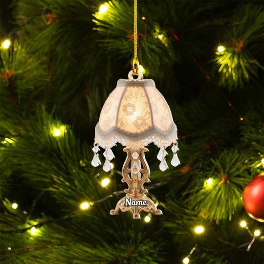 Discover Personalized Table Lamp Christmas Ornament, Table Lamp Ornament, Cozy Living Room Ornament Decor, Vintage Lamp Hanging Ornament Thdso-2619