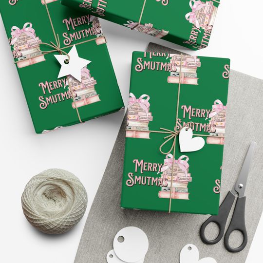 Discover Merry Smutmas Wrapping Paper, Book Lover Gift Wrap - Romantasy Wrapping Paper for Holidays, Bookish Wrapping Paper, Dragon Wrapping