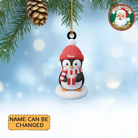Discover Personalized Penguin Christmas Ornament, Penguin Lovers Ornament, Penguin Christmas Tree Ornament Decor, Penguin Ornament Gift Thdso-2573