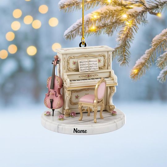 Personalized Music Piano Christmas Ornament, Music Store Ornament, Music Instruments Shop, Musician Music Lovers Ornament Gift