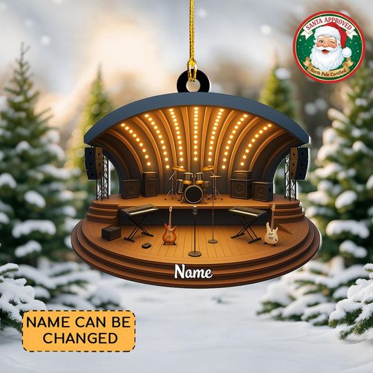 Personalized Concert Stage Christmas Ornament, Music Stage Ornament, Music Fest Ornament, Musician Ornament, Music Lovers Gift