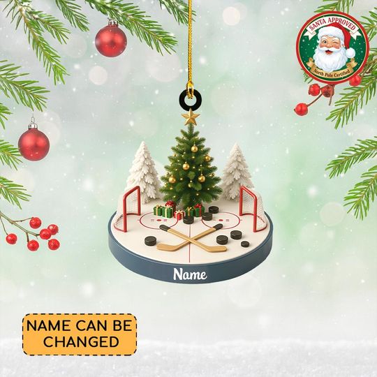 Discover Personalized Ice Hockey Rink Christmas Ornament, Ice Hockey Ornament, Hockey Player Keepsake, Hockey Lovers Gift, Ice Arena Gift
