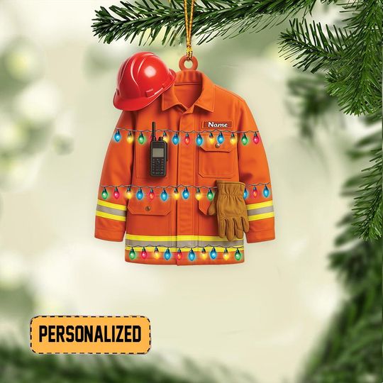 Discover Personalized Firefighter Armor Christmas Ornament, Fireman Safety Vest Ornament, Firefighter Ornament Gift, Fire Station Decor