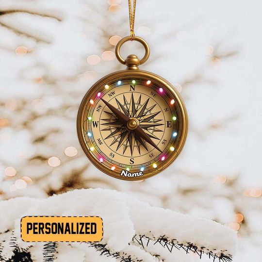 Discover Personalized Compass Christmas Ornament, Hiking Ornament, Camping Ornament Gift, Campers Ornament Gift, Adventure Ornament Gift