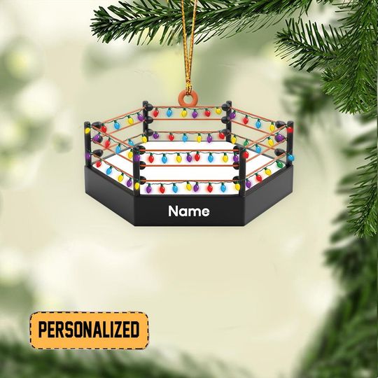 Discover Personalized Wrestling Ring Christmas Ornament, Boxing Ring Ornament, MMA Cage Ornament, Wrestling Lovers Gift, Fighters Gift