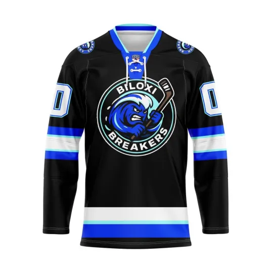 Discover Biloxi Breakers Personalized Black Lace Hockey Shirt Fan Gear