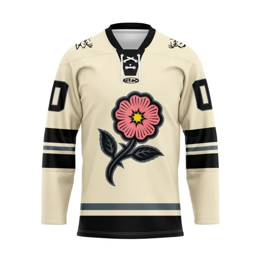 Discover Iowa Heartlanders 2025/26 Cream With Wild Prairie Rose Lace Hockey Shirt
