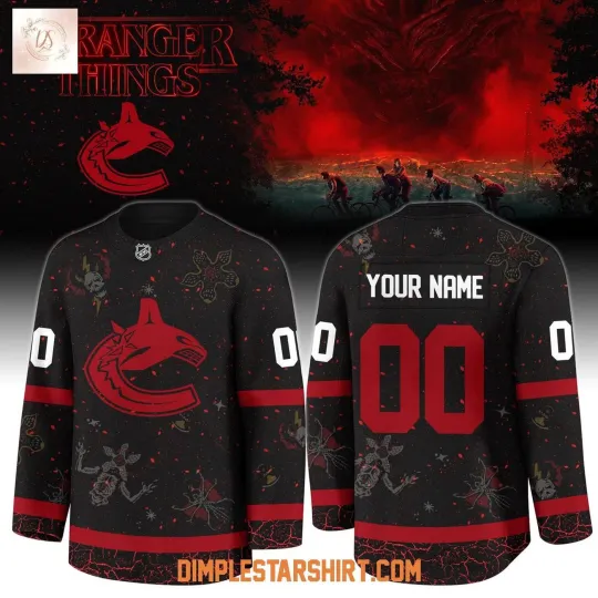 Personalized Vancouver Canucks x Stranger Things 5 Hockey Shirt Men's Fan Gear