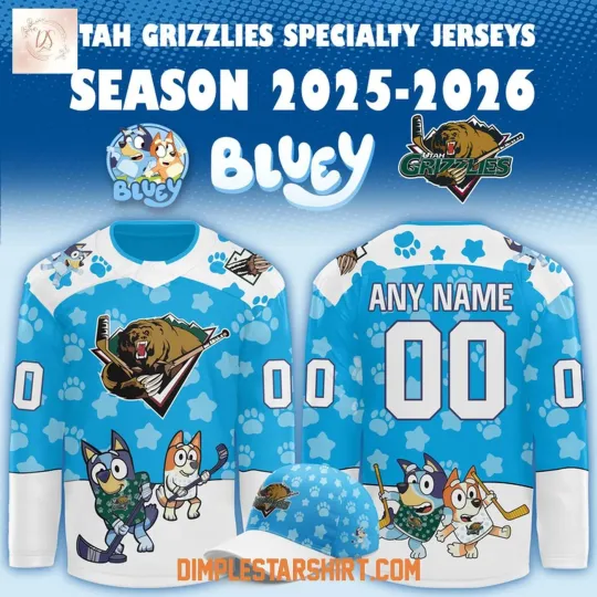 Discover Personalized Ut.ah Grizzlies x BlueyDad Season 2025-26 Hockey Shirt Men's Fan Gear