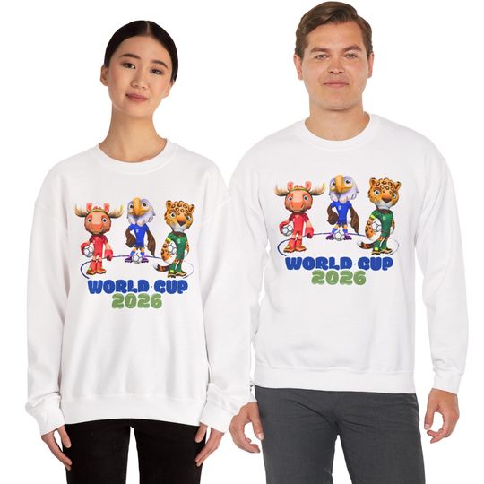 World Cup 2026 Mascots Sweatshirt Canada Mexico USA Soccer Fan Tee Host Nations Football Supporter Shirt Soccer Fan Gift