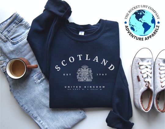 Discover Scotland Shirt, Scotland sweatshirt, Scottish Style Sweatshirt, Scotland Gift, Europe, Soft and Comfortable Pullover Sweatshirt