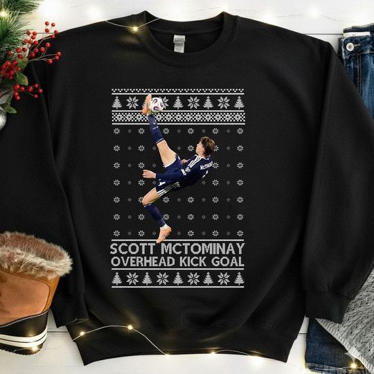 Discover Scott McTominay Christmas Sweatshirt, Overhead Kick Goal Ugly Sweater, Scotland Villa Xmas Jumper, Football Fan Christmas Top, Scottish Gift
