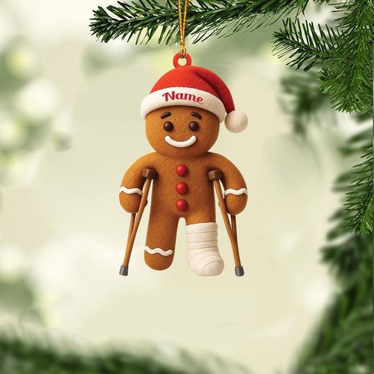 Discover Personalized Broken Leg Gingerbread Christmas Ornament, Funny Gingerbread Man Gift Accident Injury Keepsake, Xmas Gift ID-1024-I3IN