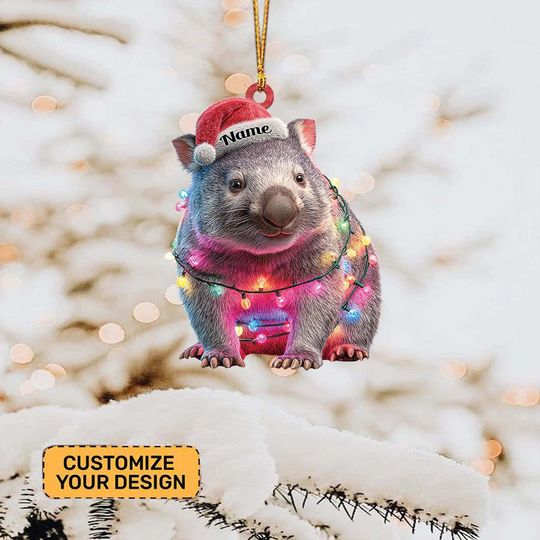 Discover Personalized Wombat Christmas Ornament, Wombat Christmas Light Hanging Decor, Gift For Animal Lovers, Aussie Animal Ornament TD-1028-T96Q
