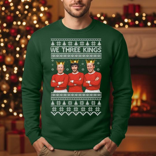 Discover Best Law We 3 Kings Utd Christmas Sweatshirt, Funny Ugly Christmas Printed Sweater, Football Xmas Jumper, Man Utd Gift, Gift For United Fans