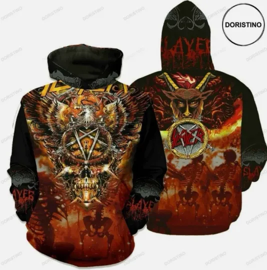 Discover Slayer Rock Band 3D Hoodie For Unisex Gift For Rock Fans All Size