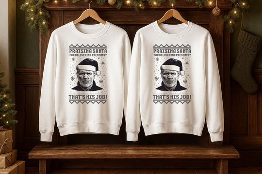 Discover Roy Keane Christmas Sweatshirt, Praising Santa for Delivering Presents Sweatshirt, Football Manchester United Christmas Jumpere, Xmas Gifts