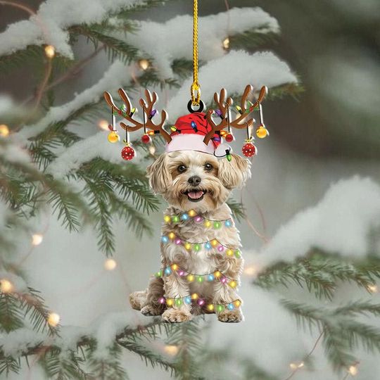 Discover Personalized Maltipoo Dog Christmas Ornament, Maltipoo Dog 2D Flat Ornament Decor, Pet Lovers Gift, Car Hanging Decor Uds1-11