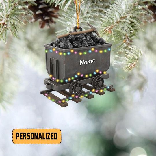 Discover Personalized Coal Mine Cart Christmas Ornament, Coal Miner Ornament, Coal Mining Ornament, Mining Worker Ornament Coal Industry TD-1105-PMDL