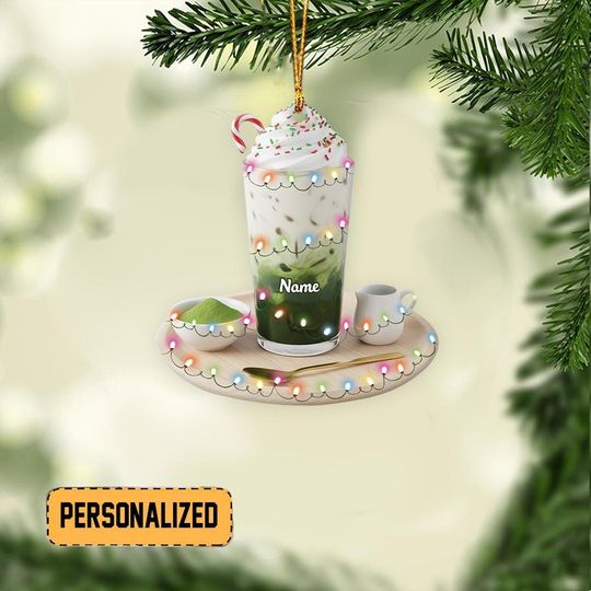 Discover Personalized Matcha Set Christmas Ornament, Matcha Latte Ornament Gift, Matcha Green Tea Ornament, Japanese Green Tea Ornament TD-1105-APIM