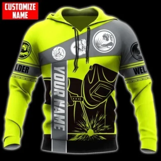 Discover Custom Welder Green Welding Hoodie 3D Apparel All Over Printed For Men and Women
