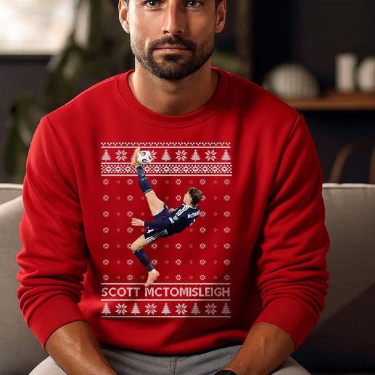 Discover Scott McTominay Christmas Sweatshirt, Overhead Kick Goal Ugly Xmas Jumper, Scotland Villa Sweater, Football Fan Christmas Top, Scottish Gift