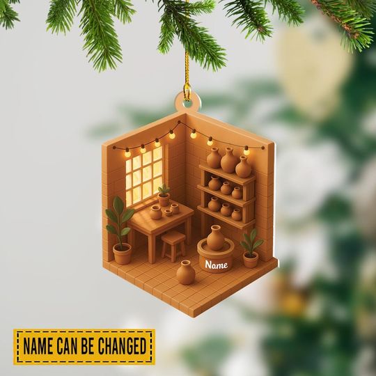 Discover Personalized Pottery Room Christmas Ornament, Pottery Studio Ornament, Pottery Lovers Gift, Ceramic Pottery Artist Ornament TD-0918-F01C
