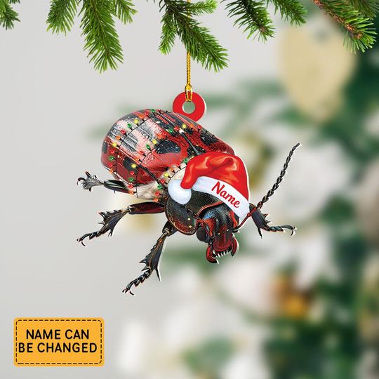 Discover Personalized Beetle And Hat Light Christmas Ornament, Beetle Christmas Ornament Decor, Gift For Animal Lovers ID-1003-XEER