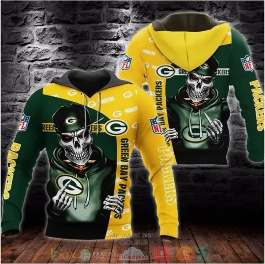 Discover Green Bay Skeleton 3D Hoodie Gift For Christmas