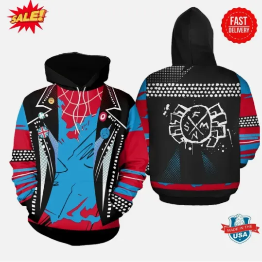 Spider Punk 3D Costume, The Punk Rock Spider Cosplay 3D Hoodie