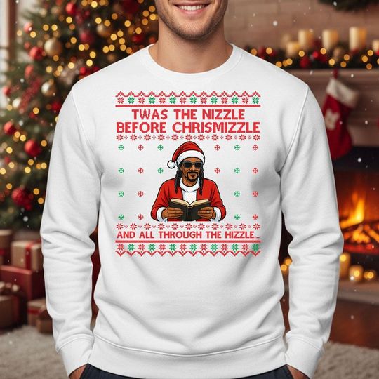 Discover Funny Rapper Christmas Jumper, Ugly Christmas Sweater Gangsta Wrapper Crewneck, Printed Sweater for Adults and Kids, Holiday Party Gifts