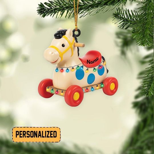 Discover Personalized Horse On Wheels Christmas Ornament, Kids Horse Ornament, Rocking Horse Ornament Gift, Riding Horse Ornament Decor