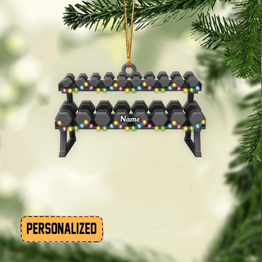 Discover Personalized Dumbbell Rack Christmas Ornament Weightlifting Ornament Fitness Workout Ornament Bodybuilder Ornament Gym Ornament