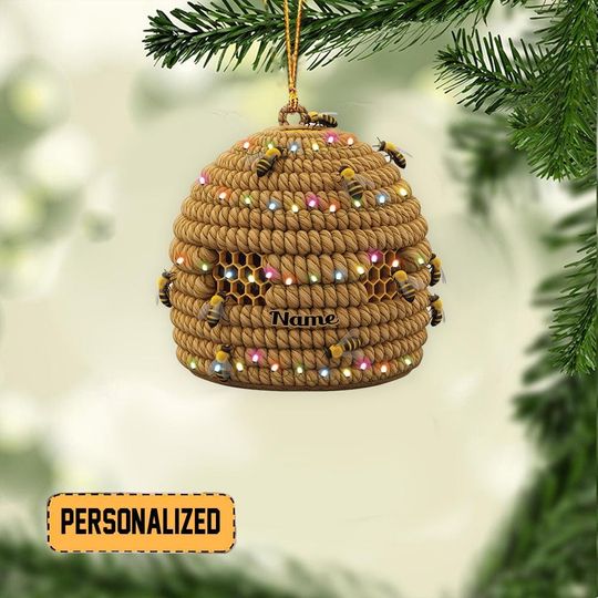 Discover Personalized Beehive Christmas Ornament, Honey Bee Ornament, Honeycomb Ornament Gift, Beekeeper Ornament, Honeybee Lovers Gift