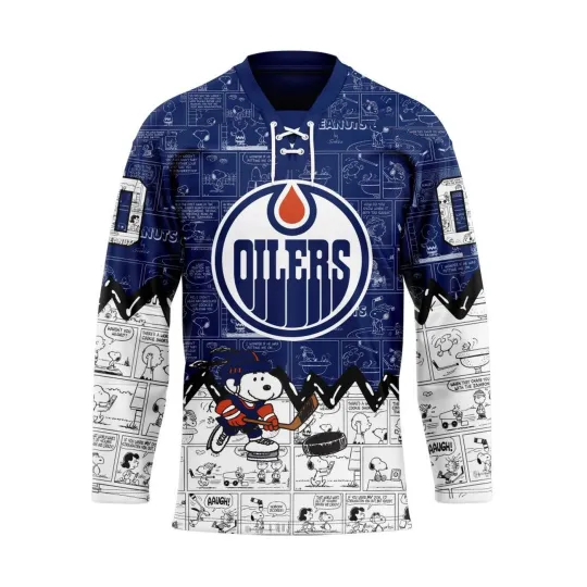 Discover Personalized Edmonton Oilers Special Peanuts Lace Hockey Shirt  Design