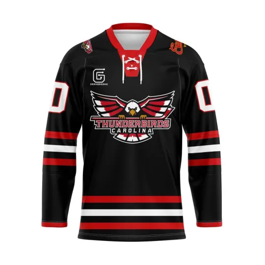 Personalized Carolina Thunderbirds Black Lace Hockey Shirt