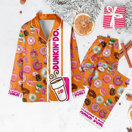 Dunkin Donut Pajamas Set Dunkin Donut Shirt Cute Drink Women Pajamas