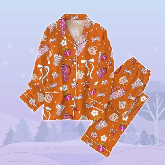 Dunkin Donuts Valentine Pajamas Coffee Addict Pajamas Donut Coffee Pajama Women