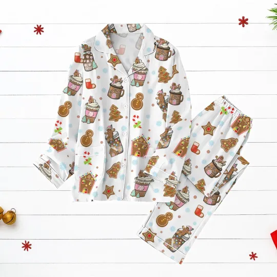 Gingerbread Christmas Pajamas Hot Cocoa Cookie PJs Cute Gingerbread Holiday Pajamas