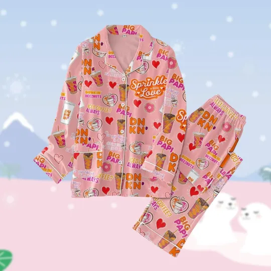 Dunkin Donuts Thick Pajamas Just Donut Pajama Set Women Coffee Lover Pajamas