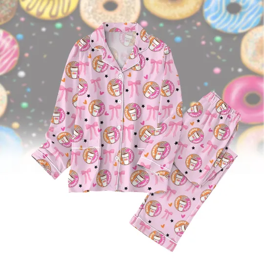 Dunkin Donuts Coquette Pajamas Dunkie Junkie Pajamas Just Donut Pajamas